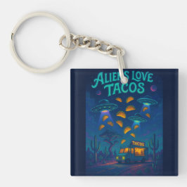 Buitenaardse wezens houden van taco's sleutelhanger
