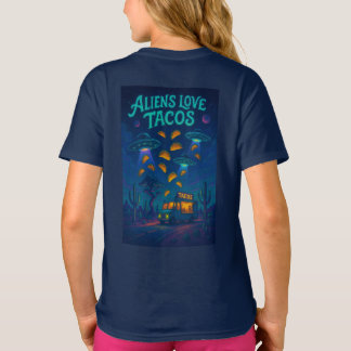 Buitenaardse wezens houden van taco's t-shirt
