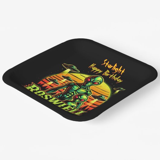 Buitenaardse wezens in het Roswell Nation Park Papieren Bordje (Gebogen)