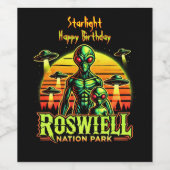 Buitenaardse wezens in het Roswell Nation Park Wijn Etiket (Enkel label)