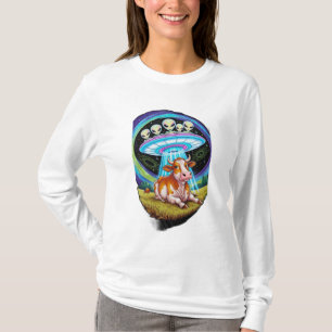 Buitenaardse wezens ontvoeren koeien, maar de koe t-shirt