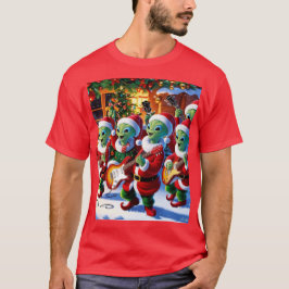 Buitenaardse wezens rocken met kerst t-shirt