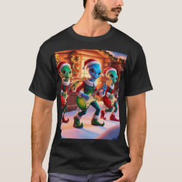 Buitenaardse wezens rocken voor kerst t-shirt