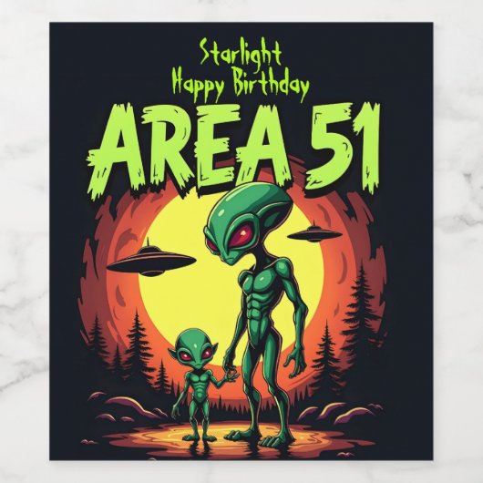 Buitenaardse wezens verschijnen in de buurt van Ar Wijn Etiket (Enkel label)