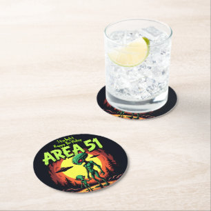 Buitenaardse Wezens Verschijnen Nabij Area 51 Ronde Kartonnen Onderzetter