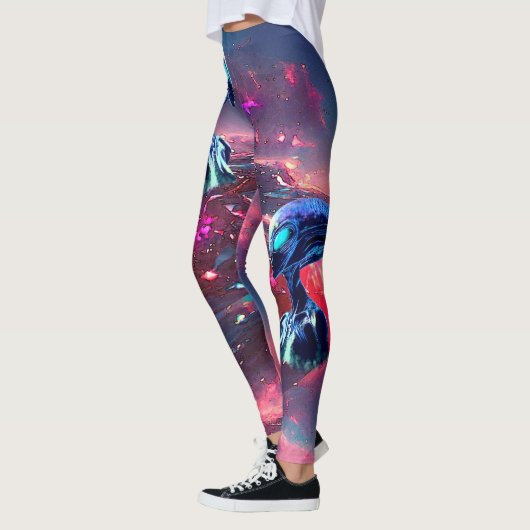 Buitenaardse Wijsheid Psychedelische Scifi Kunst Leggings (Links)