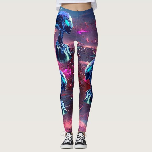 Buitenaardse Wijsheid Psychedelische Scifi Kunst Leggings (Voorkant)