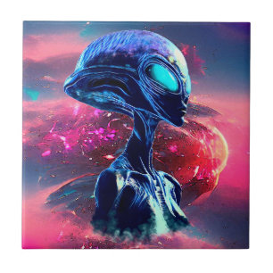 Buitenaardse Wijsheid Psychedelische Scifi Kunst Tegeltje