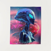 Buitenaardse Wijsheid Psychedelische Scifi Kunst Wandkleed (Voorkant)