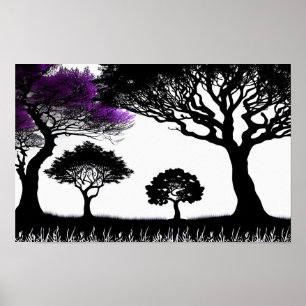 Buitenaardse zwart-wit met surrealistische Paarse Poster