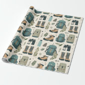 Buitenactiviteitenpatroon Wandelschoenen Rugzakken Cadeaupapier (Uitgerold)