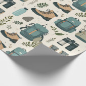 Buitenactiviteitenpatroon Wandelschoenen Rugzakken Cadeaupapier (Hoek)