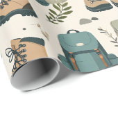 Buitenactiviteitenpatroon Wandelschoenen Rugzakken Cadeaupapier (Rol Hoek)