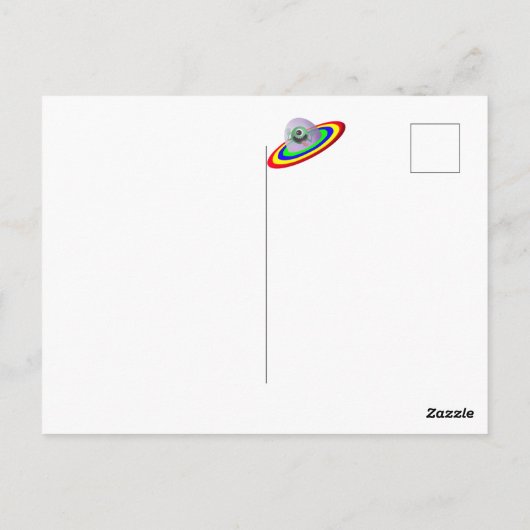 Buitenalien komt naar verjaardagsfeestje briefkaart (Achterkant)