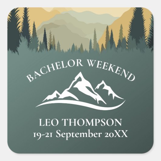 Buitenavontuur Berg Bachelor Weekend Vierkante Sticker (Voorkant)