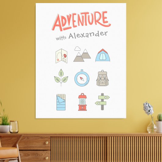 Buitenavontuur Camping Kinder Canvas Wall Art (Insitu (Woonkamer))