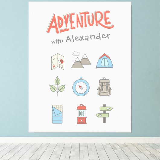 Buitenavontuur Camping Kinder Canvas Wall Art Afdruk (Insitu (Houten vloer))