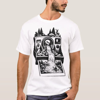 Buitenavontuur Vintage Camera & Wandeltocht T-shirt