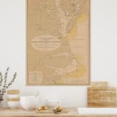 buitenbanken en vuurtorenkaart Chesapeake Poster (Keuken)