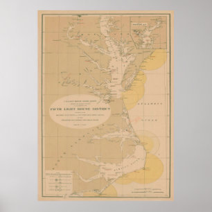  buitenbanken en vuurtorenkaart poster