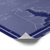 Buitenbanken NC OBX Map Nautical Chart Blue Art Poster (Hoek)