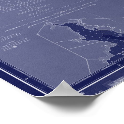 Buitenbanken NC OBX Map Nautical Chart Blue Art Poster (Hoek)