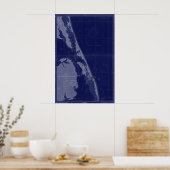Buitenbanken NC OBX Map Nautical Chart Blue Art Poster (Keuken)