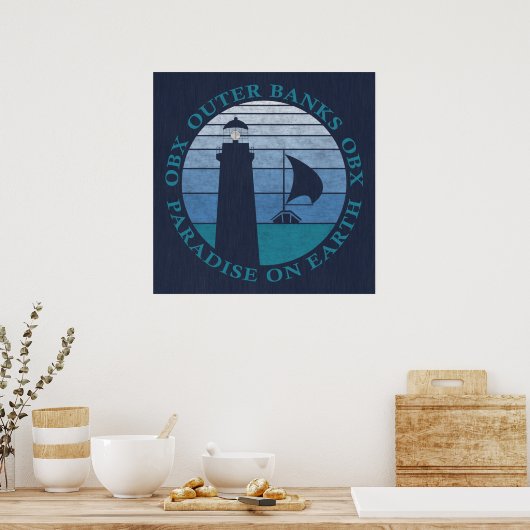 Buitenbanken OBX Blue Sky  marine Aqua Poster (Keuken)
