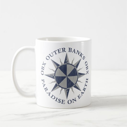 Buitenbanken OBX Compass Navy Blue Silver  Koffiemok (Links)