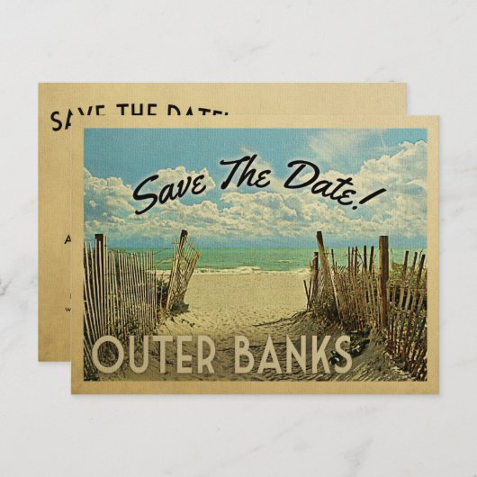 Buitenbanken sparen de datum Beach Nautical Aankondigingskaart (Voorkant / Achterkant)