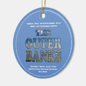 Buitenbanken Strand Tekst en steden OBX Keramisch Ornament (Links)