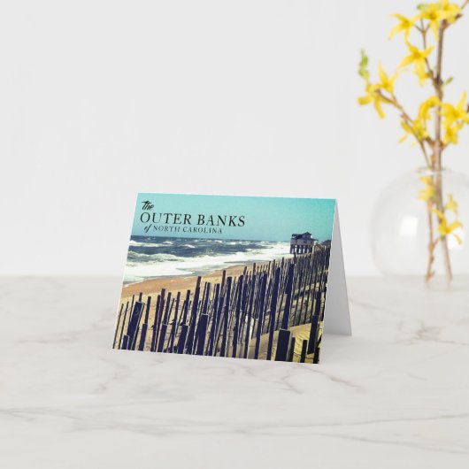 Buitenbanken Zand Fence Notecards Kaart (Gele Bloem)