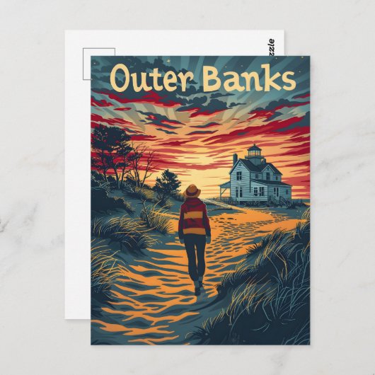 Buitenbanken Zonsondergang Reizen Ad Briefkaart (Voorkant / Achterkant)