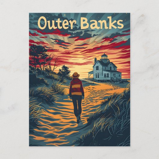 Buitenbanken Zonsondergang Reizen Ad Briefkaart (Voorkant)