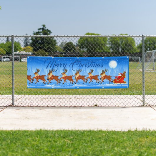 Buitenbanner-kerstman over de stad Kerst-kerst Spandoek (Insitu)