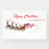 Buitenbanner Kerstman Rendier Amerikaanse Vlag Ker Spandoek (Horizontaal)
