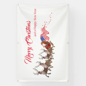 Buitenbanner Kerstman Rendier Amerikaanse Vlag Ker Spandoek (Verticaal)