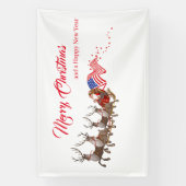 Buitenbanner Kerstman Rendier Amerikaanse Vlag Ker Spandoek (Verticaal)