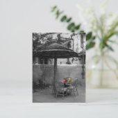 Buitencafé met kleurspatten briefkaart (Staand voorkant)