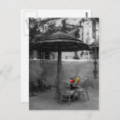 Buitencafé met kleurspatten briefkaart (Voorkant / Achterkant)