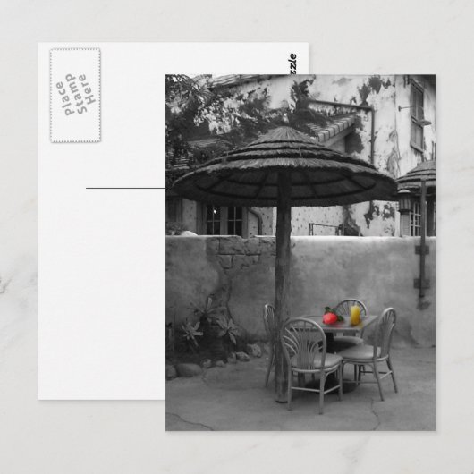 Buitencafé met kleurspatten briefkaart (Voorkant / Achterkant)