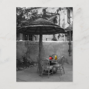 Buitencafé met kleurspatten briefkaart