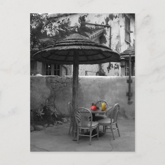 Buitencafé met kleurspatten briefkaart (Voorkant)