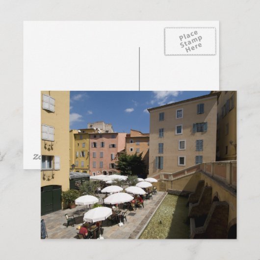 Buitencafé, Place de l'Eveche, Grasse Briefkaart (Voorkant / Achterkant)