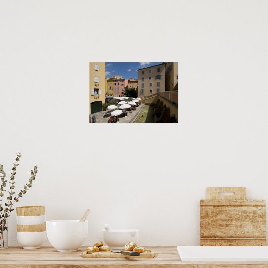 Buitencafé, Place de l'Eveche, Grasse Poster (Keuken)