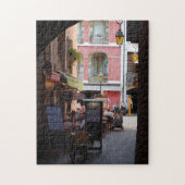 Buitencafés, restaurants in de Franse stad Quaint Legpuzzel (Verticaal)