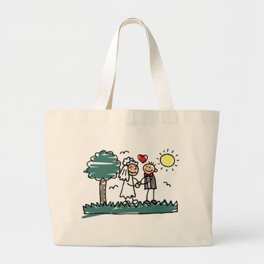 Buitengaande Natuur Groene bruiloft Grote Tote Bag (Voorkant)