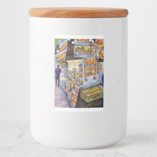 Buitengewone artistieke werkbelasting voedselcontainer etiket