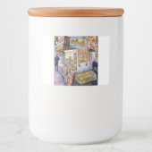 Buitengewone artistieke werkbelasting voedselcontainer etiket (Voorkant)