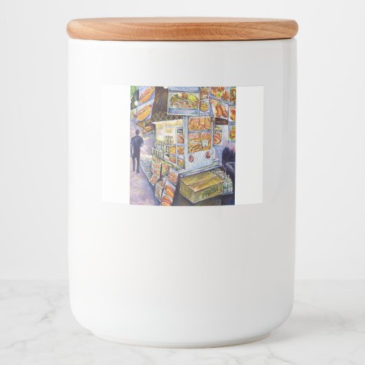 Buitengewone artistieke werkbelasting voedselcontainer etiket (Voorkant)